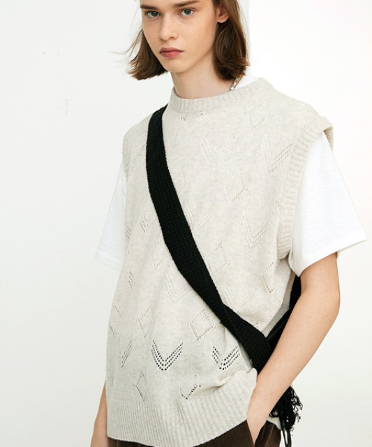 [알렌느] OATMEAL mesh knit vest(OT012)