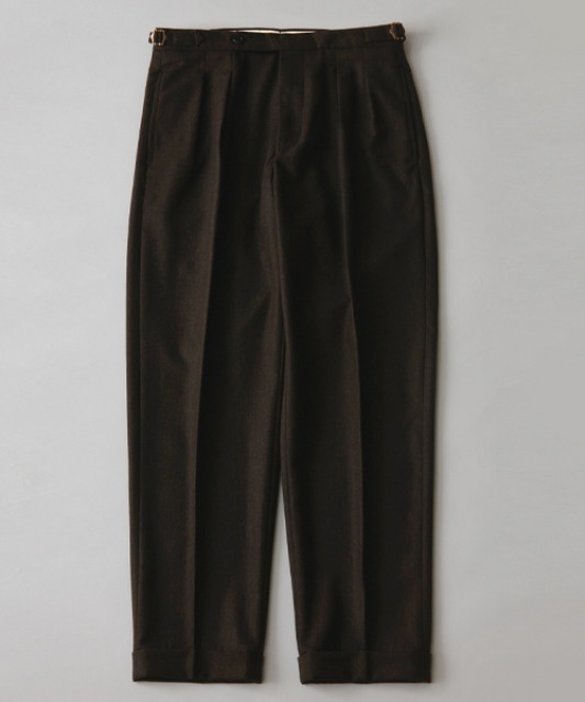 [퍼렌] 21&#039;AW 2pleats cropped trousers_melange brown