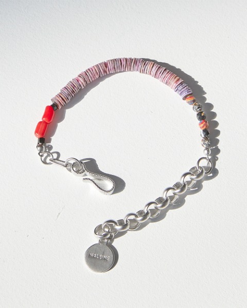 [알렌느] PINK Gemstone metal mix bracelet(PA005)