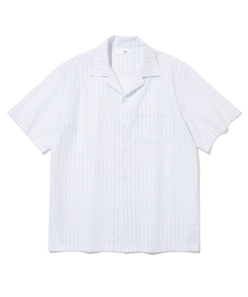 [밀로] Stripe Open Collar Shirt [White]