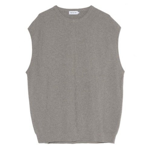 [스테디에브리웨어] Round Neck Rib Knit Vest (Grey Melange)