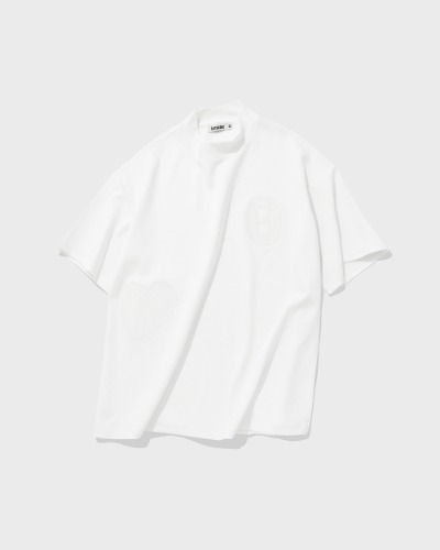 [카락터] Stitched symbol mock neck T-shirts / Off-white