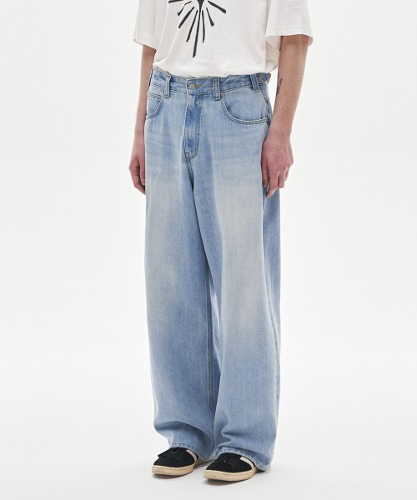 [노운] wide denim pants (light blue)